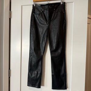 GAP Black Leather Vintage High Rise Pants